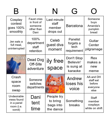 Anime Houston 2024 Staff Bingo Card