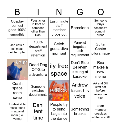 Anime Houston 2024 Staff Bingo Card