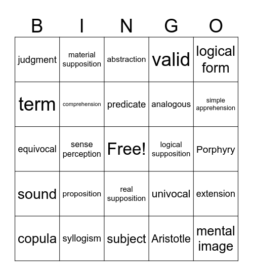 Logic Bingo! Bingo Card