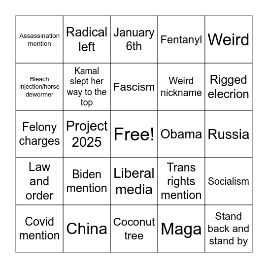 Kate McGinnis Bingo Card