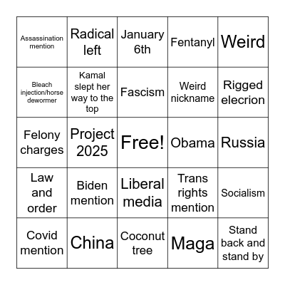 Kate McGinnis Bingo Card