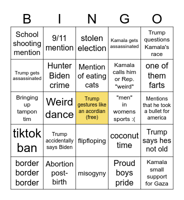 DEBATE TIME Bingo Card