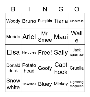 Disney Bingo Card