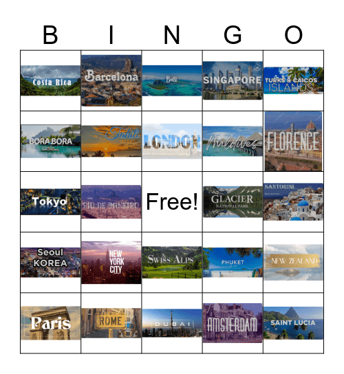 Vacation Destinations Bingo Card