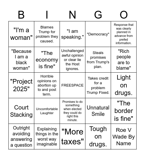 Trump Vs Kamala Bingo Generator Bingo Card