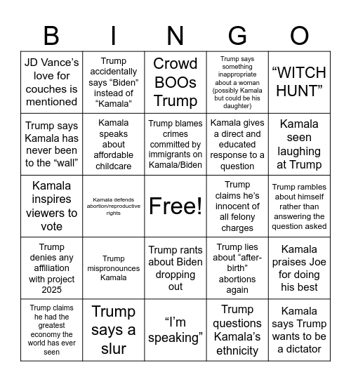 Prosecutor Vs Felon Bingo Card