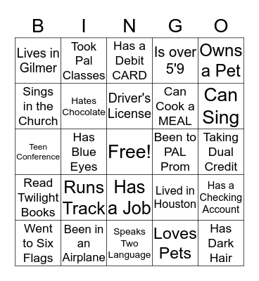 Aging Out Seminar Bingo Card