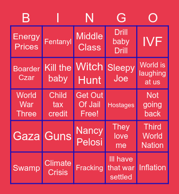 presidential debate 2024 Bingo Card