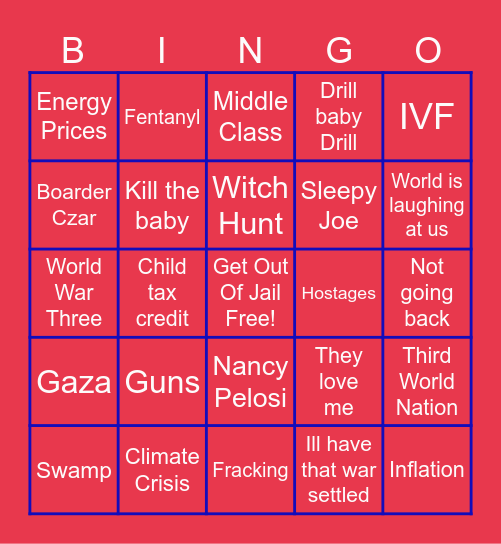 presidential debate 2024 Bingo Card