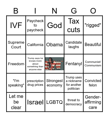 Presidential Debate Bingo Card