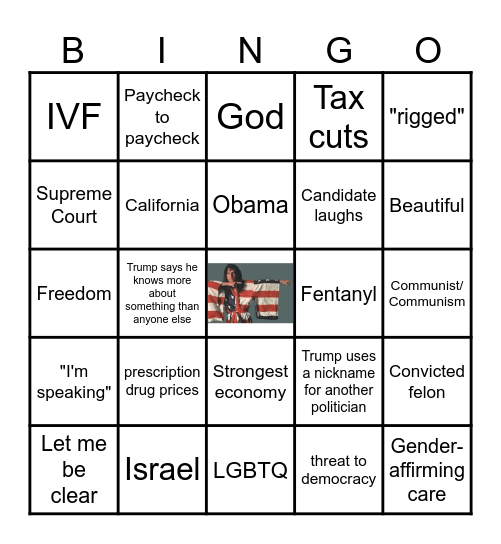 Presidential Debate Bingo Card