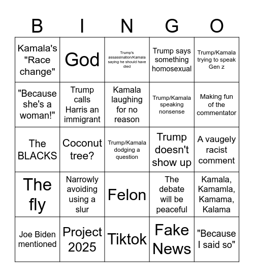 Lets make fun of America! Bingo Card