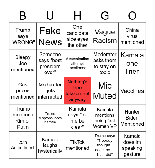 BUHGO Bingo Card