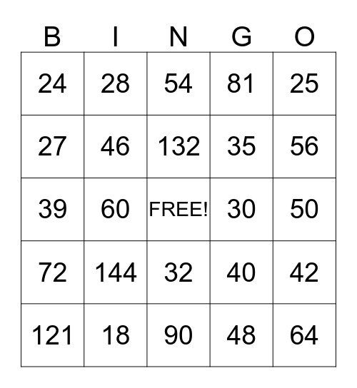 Fourth Grade Bingo Baker Bingo Card