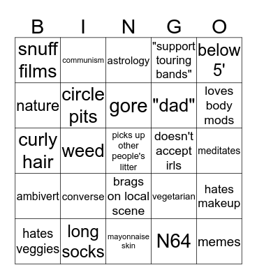 slambaby's bingo Card