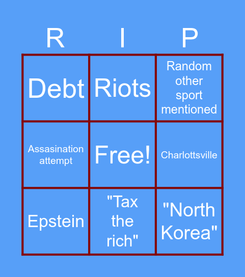 Debate Shitshow Bingo Card