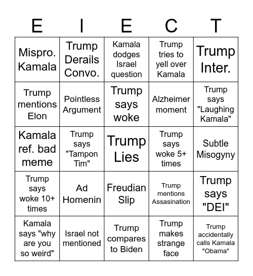 Debate Bingo Card