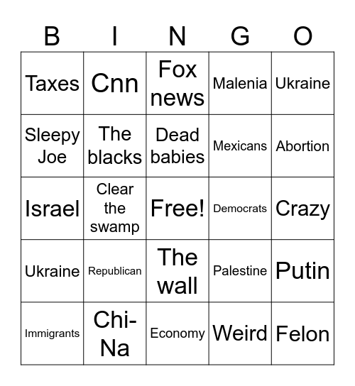 Presidential Bingo Card