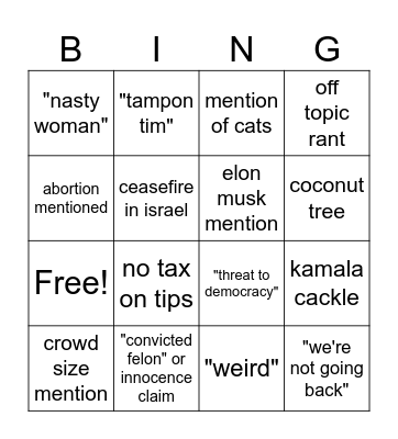 debate Bingo Card