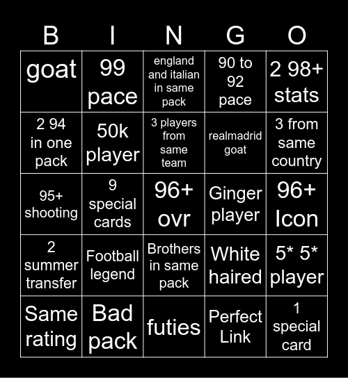 fifa bingo Card