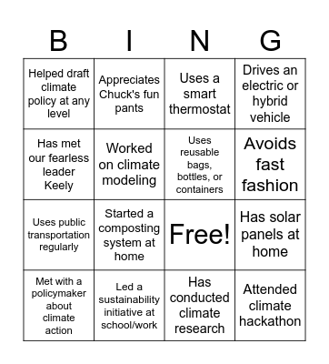 Climate Futures Bing(o) Bingo Card