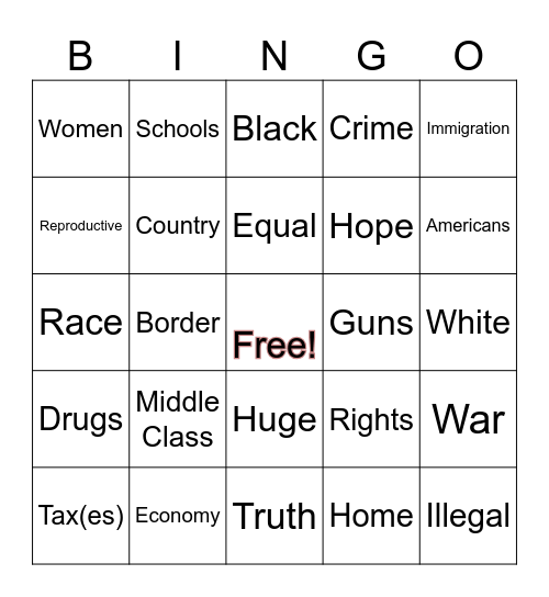 PRES 24 DEBATE BUZZWRDS Bingo Card