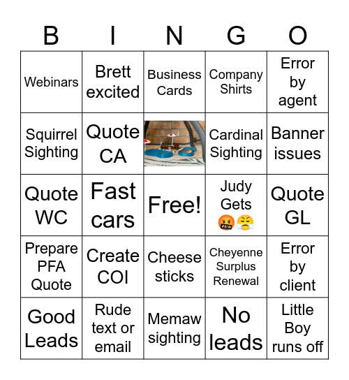 Daily Insurance Bingo Card