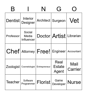 Career Bingo Card