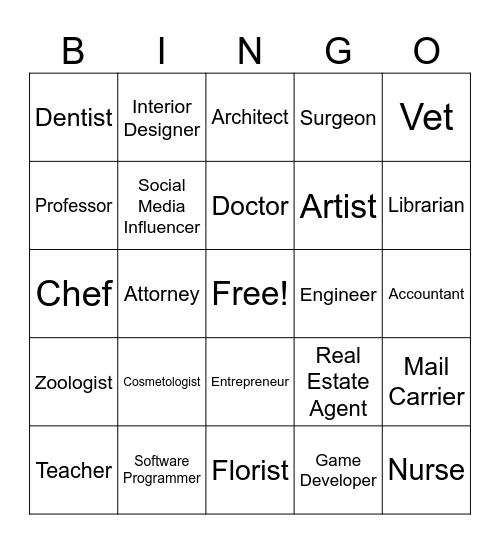 Career Bingo Card