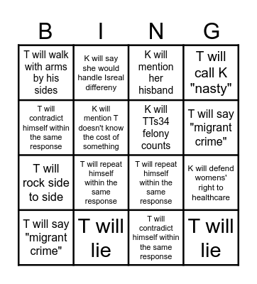 Reece' Debate BING Board Bingo Card