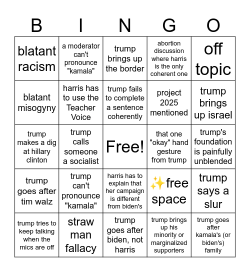 ✨debate bingo✨ Bingo Card