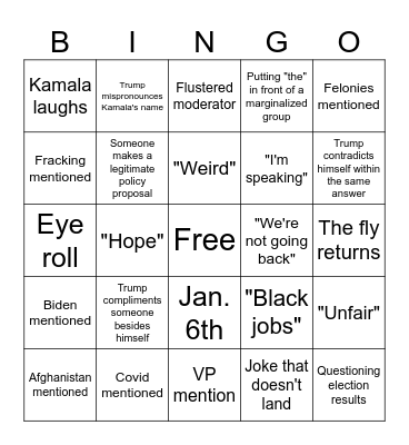Debate Bingo Card