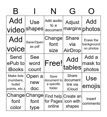 I can.. Bingo Card