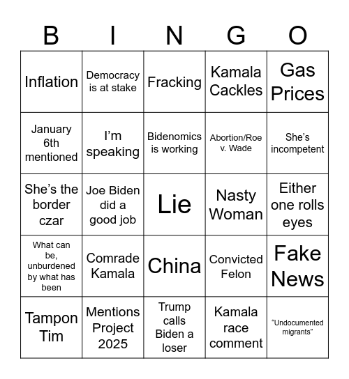 2024 PD 2 Bingo Card