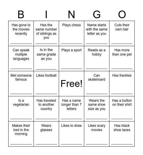 Find someone who... Bingo Card