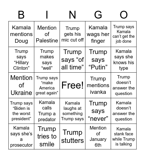 The Debate Bingo Card