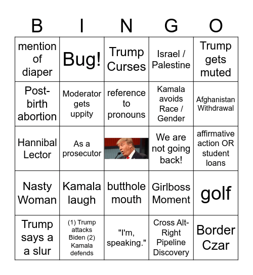 Debate Night Bingo Card