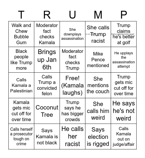 Debate Bingo Silliness (Just for Fun!) Bingo Card