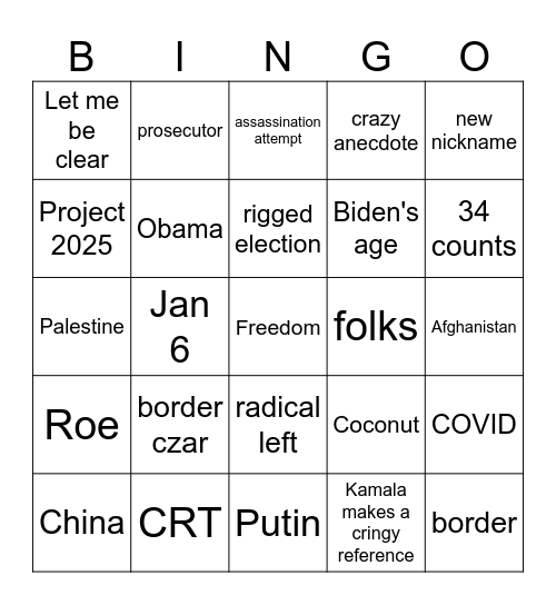 Kamalanomenon Bingo Card