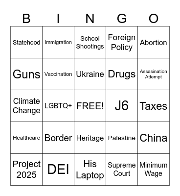 Political Bingo Card