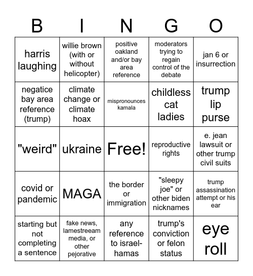 debate bingo Card