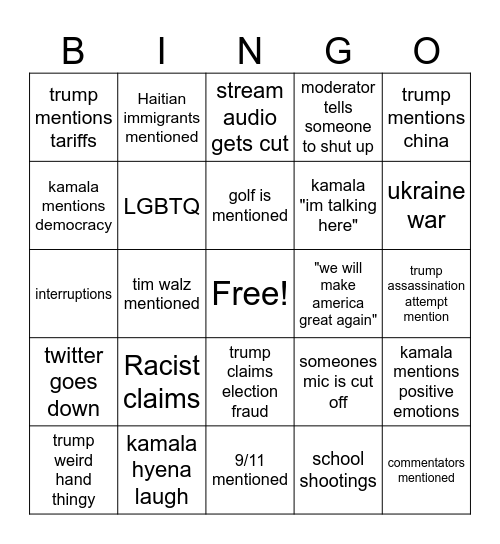 presidential debate 2024 pt 2 Bingo Card