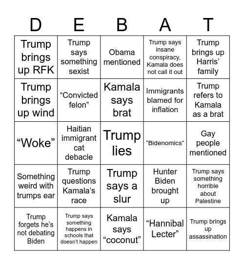 The Debat Bingo Card