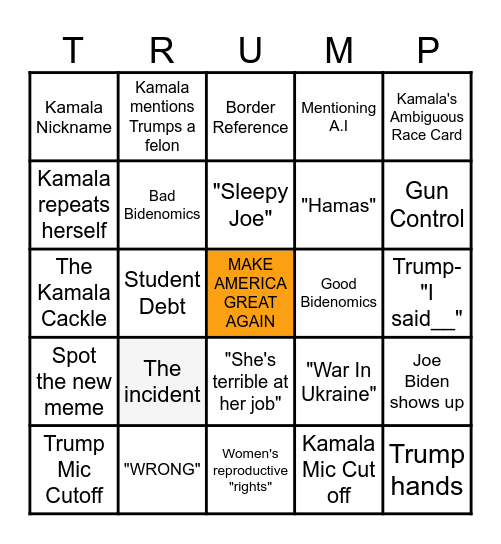 Trump vs. Kamala Summer Smackdown Bingo Card