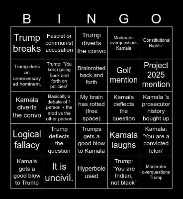 Debate Bingo Card