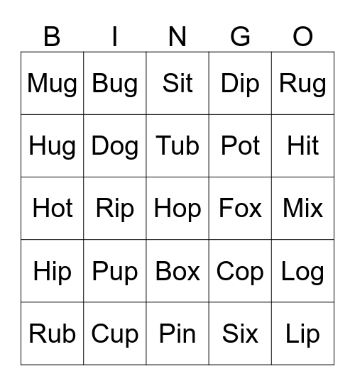 Phonics 2 Units 5-7 Bingo Card