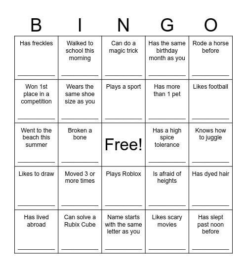 Find someone who... Bingo Card