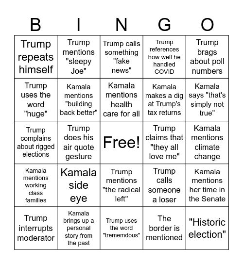 MAKE BINGO GREAT AGAIN Bingo Card