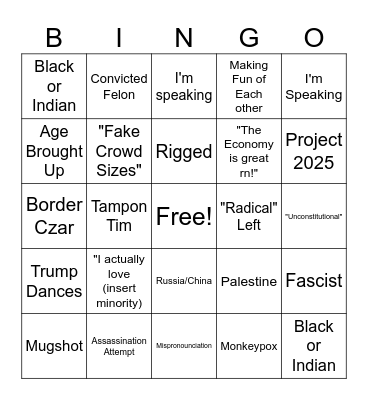 debate bingo september 2024 Bingo Card