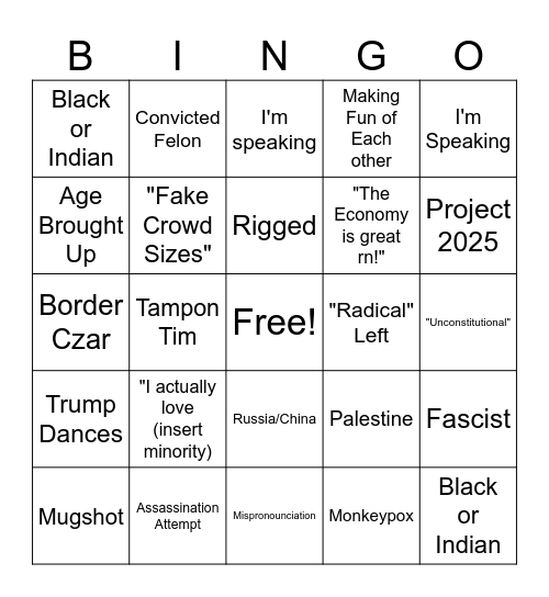 debate bingo september 2024 Bingo Card